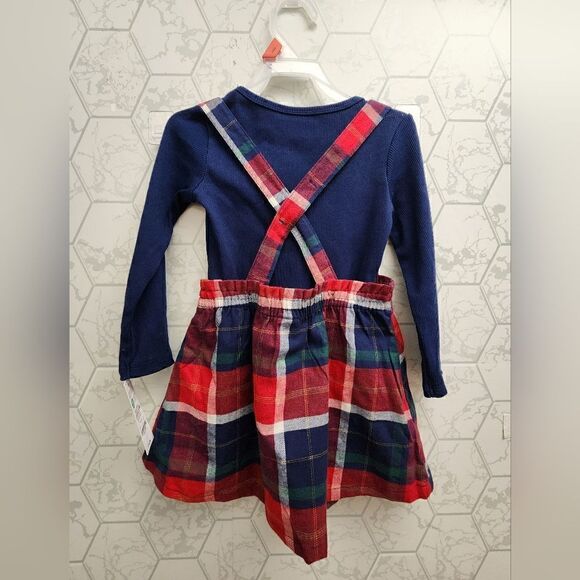 Nwt Carter's Toddler Girls Holiday Christmas Dress Pinafore with long Sleeve Top - Picture 3 of 6